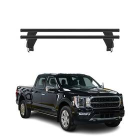 G009407 Omac Roof Racks Cross Bars For Ford F150 Lightning Crew Cab Pick-up 2022-25 Alu Black