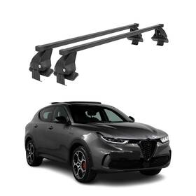 G010236 Omac Top Roof Racks Cross Bars Fits Alfa Romeo Tonale 965 2023-26 Black Steel 2x