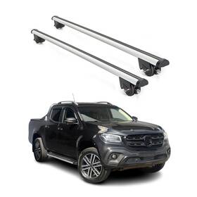 U005814 Omac Roof Rack Cross Bars Lockable For Mercedes X Class W470 2018-2021 Alu Silver 2x