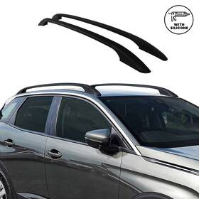 U012873 Omac Roof Rack Side Rails Aluminium For Hyundai I10 Hatchback 2013-2016 Black 2 Pcs
