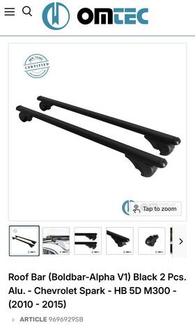 9696929sb Omtec Roof Bar Boldbar-alpha V1 Black 2 Pcs. 2013-15 Chevy Spark - Hb 5d M300
