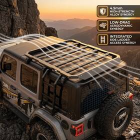 20274 Omu Aluminum Roof Rack With Rear Window Side Ladder For Jeep Wrangler Jl 2018