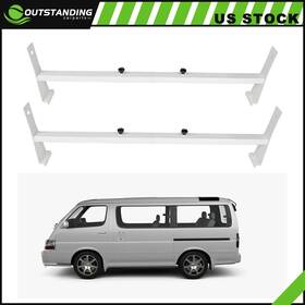 Ou11261796109906parts Outstanding-carparts Van 2 Bar Ladder Rack Roof Cargo White Steel Bars 600lb Durable Cross