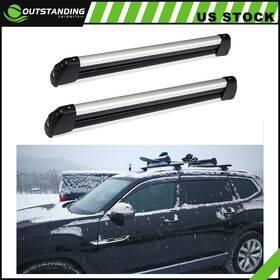 Ou11262765106585parts Outstanding-carparts Pair Universal Car Top Roof Rack Ski Carriers Mount Fits 2 Snowboard Or 4 Skis