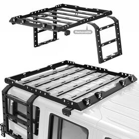Rr-j1002-eb Pofenze Roof Rack Cargo Luggage Carrier With Ladders For Jeep Wrangler Jk 4-door 2007-2018