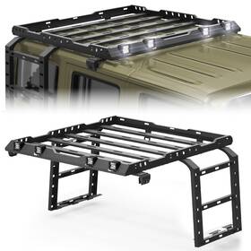 Rr-j1002-ls Pofenze 300lbs Roof Rack Cargo Luggage Carrier With Ladders For Jeep Wrangler Jk 2007-2018