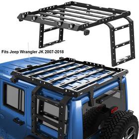 Rr-j1002 Pofenze Top Roof Rack Luggage Carrier With 2 Side Ladders For Jeep Wrangler Jk 2007-2018
