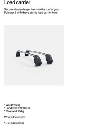 32296364 Polestar Genuine 2 Roof Rack Cross Bars Lightly Used