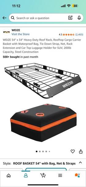 Pweller Rr-roofrack54 Bag 54 Inch X 34 Heavy Duty Roof Rack Rooftop Cargo Carrier Basket With Waterproof