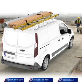 Rec1963 Re M89 Van Roof Ladder Rack With Side Rails For Ford Transit Connect 2010-2013 3 Cross Bar