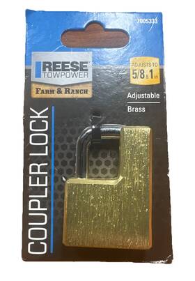 7005330 Reese Towpower Brass Adjustable Tow Hitch Coupler Tongue Lock With 2 Keys Fits Couplers. I5