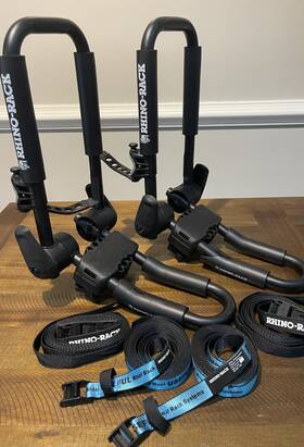 M638 Rhino-rack Kayak Carrier Roof Adjustable Folding With Tie Down Straps Set-4