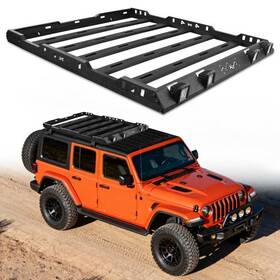Ateavcb04 Road Beast Autoparts Steel Roof Rack Cargo Basket Crossbar For 2018-2024 Jeep Wrangler Jl With Lights