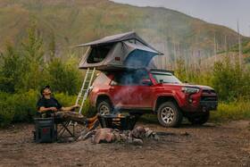 99049 Rough Country Roof Top Tent Rack Mounted With Ladder Extension And Led Light Kit