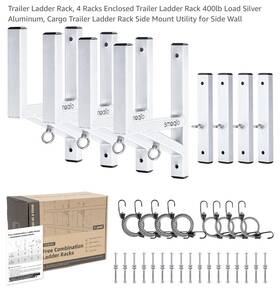 Srd-2p-b Smoqio ‎ Smoq10 Four Aluminum Side Mount Utility 400lb Loads Ladder Rack - 4 Silver Racks