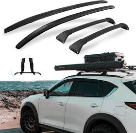 Socx5lhls Snixwoo 4pc Black Roof Rails And Cross Bars Set For 17-25 Mazda Cx5 Cx-5 No Drilling
