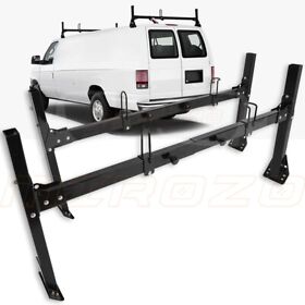 10105882 Steel Black 2 Bar Ladder Van Roof Rack For Ford Econoline Fullsize 440lb Carrier