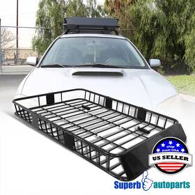 Superbautoparts 841808171376 Universal 64 Inch Black Steel Extend Cargo Carrier Roof Rack Luggage Holder Basket