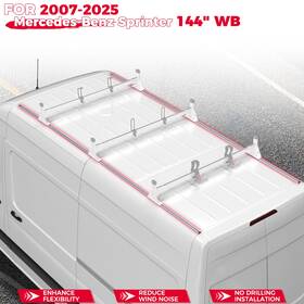 Soc1914 Suvauto Aluminum Roof Rack Side Rails Fit 2007-2025 Sprinter 144 Inch Wb Low/high