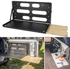 Svqp1265 Sv-motor Drop Down Tailgate Table With Wood Tray For 2007-2022 Jeep Wrangler Jk Jku Jl Jlu