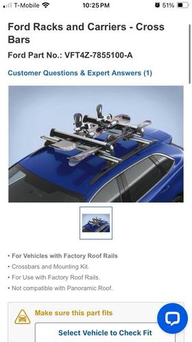 Vft4z-7855100-a Thule 47 Inch Ford/lincoln Roof Cross Bar Kit For Factory Rails. Free Shipping