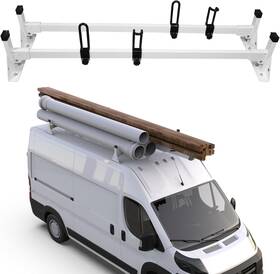 Ti-c1176v01 Tiewards Steel Cargo Van Roof Ladder Rack Fit For Ram Promaster 2013-2024 White 2bars New