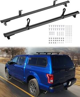 C1931v02 Tixo 60 Inch Adjustable Aluminum Truck Topper Roof Rack - 500lb Capacity Van Trailer