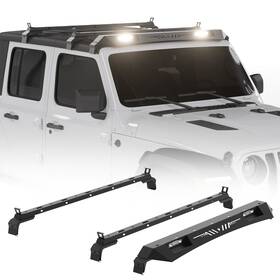 B023 Tokmowin Roof Rack Cross Bars With Led Lights For 2007-2024 Jeep Wrangler Jk Jl Gladiator