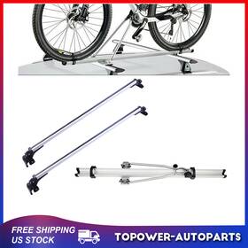 To83377at286p Topower Universal 48 Inch Adjustable Roof Rack Cross Bar Silver Rails With Bike Lockable