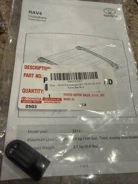 Pt278-42130-ad Toyota 2013-2023 Rav4 Roof Rack Cross Bar Key Genuine Oem New