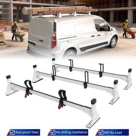 Trac2011 Tralieve 3pcs Cargo Van Roof Ladder Rack For Ford Transit Connect Steel White 800lbs Load