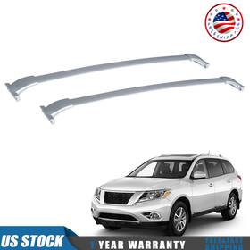 H169-5821 Turbochargermaster Pair Roof Rack Top Cross Bar Rail Aluminum For Nissan Pathfinder 2013-19 Silver