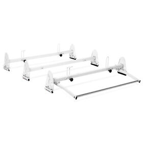 Rx27-t-wht Van 3 Bar Ladder Roof Rack Steel White Racks With Adjustable Cargo Roller New