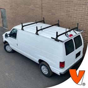 H1063br Vantech H1 3-bar Steel Rack System With Roller Dodge Ram Van 1981-2007 All Trims Black