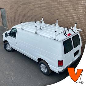 H1063wr Vantech H1 3-bar Steel Rack System With Roller Dodge Ram Van 1981-2007 All Trims White