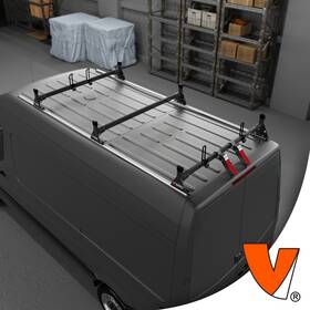 2007-current Vantech H2666b H1 3-bar Aluminum Rack System Mercedes Sprinter High Roof Black