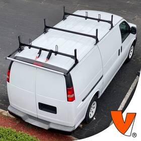 1996-current Vantech H3023br H1 3-bar Aluminum Rack System And Roller Chevy Express All Trim Black