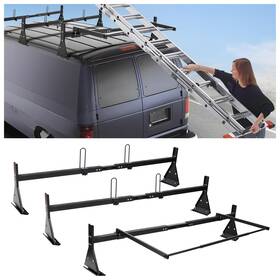 Wch 699903074081 Ladder Roof Racks With Rear Roller 3 Bars 800lbs Load For Vans Rain Gutter Only