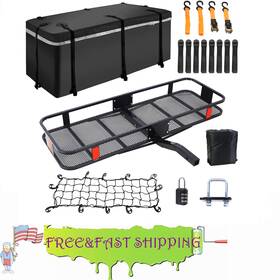 Wch 699903306762 Hitch Mount Cargo Carrier Basket With Bag Hauling Weight Capacity 500lbs