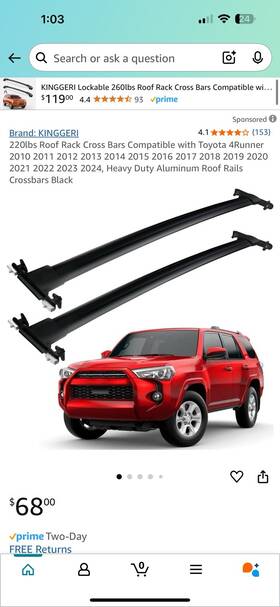 Wd-8814 Wonderdriver Lockable Roof Rack Cross Bars 220lbs Compatible With Toyota 4runner 2010-2024