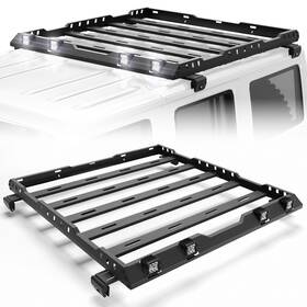 Rr-j1003 Xbrmotor Steel Roof Rack Cargo Basket Carrier For Jeep Wrangler Jl 18-2024 With 4 Lights