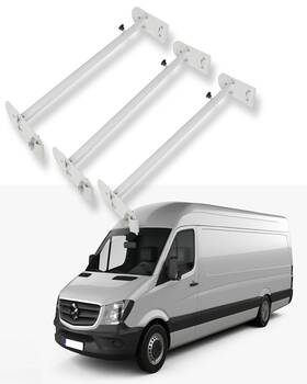 11254003 Zonemotive 3 Bar Van Roof Ladder Rack Removeable Heavy Duty Steel White Carrier 750lb