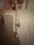 Long Silver Tone Multi Strand Necklace Charms Cross Heart Key Fleur De Lis Lock. Fixed Price $60.00.