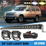 Roof 50" Curved Led Light Bar+ 4" Fog Pods Wire Kit For Jeep Offroad Truck Suv. Fixed Price $155.74.