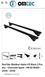 Omtec Roof Rack (boldbar-alpha V1) Black Pcs. 2010-15 Chevy Spark Hb 5D M300. Fixed Price $55.00.