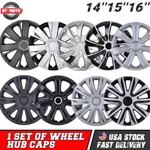 4XUNIVERSAL R14 15 16 Hubcaps Snap On Car Silver/black Lacquer Wheel Rim Covers. Fixed Price $49.99.