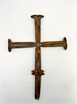 Large Antique Handmade Railroad Spikes Heavy Cross Art Cor Approx. 20X14 In. Fixed Price $64.99.