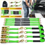 4 Pack Auto Trailer Car Haul Tie Down Kit Lasso Wheel Ratchet Strap W/ Snap Hook. Fixed Price $85.46.