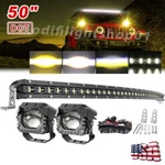 For Jeep Cherokee Xj Front Upper Roof 50" Curved Led Light Bar+ 4" Pods+wire Kit. Fixed Price $158.39.