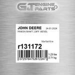 R131172 Pinion Shaft, Diff. Bevel Fits John Deere (surplus Open Box). Fixed Price $231.54.